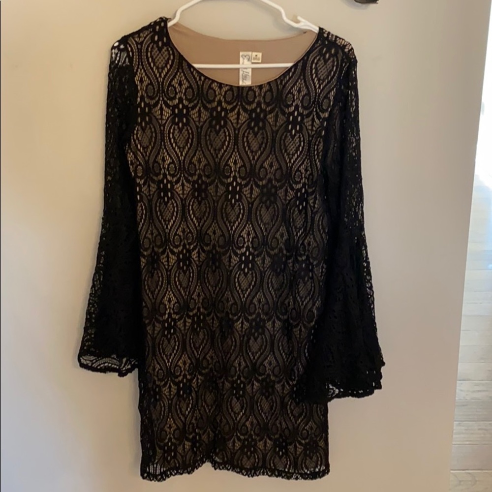 Dress - black lace overlay